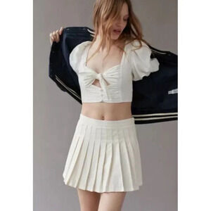 NWT Urban Outfitters Cream  Pleated Tennis Prep Golf Mini Skirt Womens S
